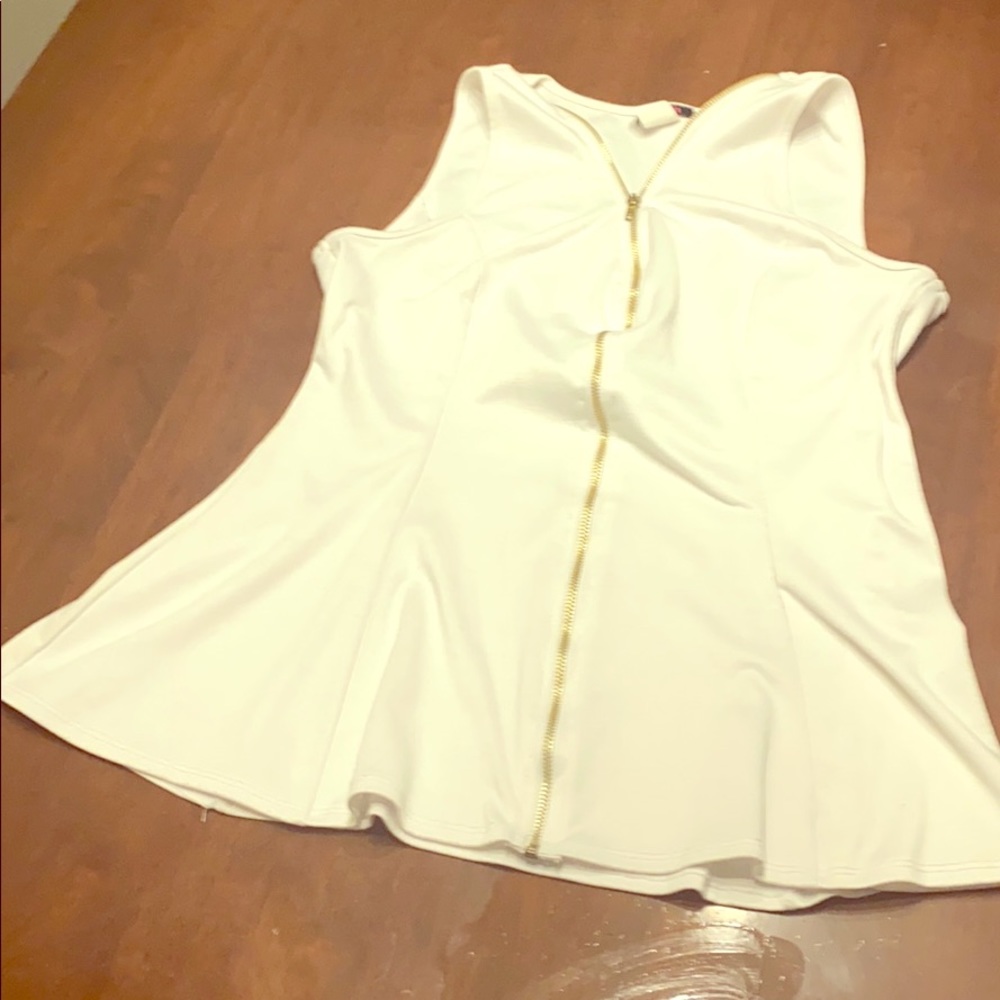 White tank Zip Up Shirt